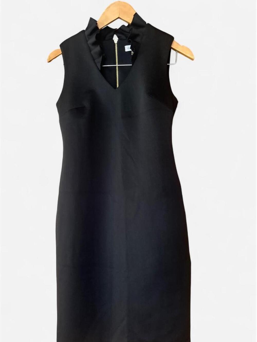 Calvin Klein sheath dress ruffled collar Size 4 #workwear #lbd